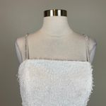 AQUA White Sequined Lace A-Line Cocktail Dress Beaded Shoulder Strap Midi by Photo 4