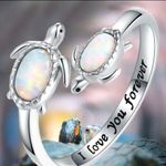 Mommy and Baby Turtle Silver “I Love You Forever” Adjustable Ring 6 Photo 2