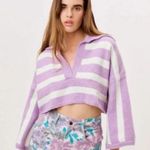 For Love & Lemons NWT Striped Maud Boxy Crop Wide Sleeve Sweater - Small Photo 6