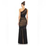 Norma Kamali  Diana Fishtail Gown in Black Mesh & Nude Photo 2