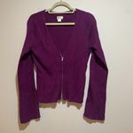 Anthropologie  Maeve Size XL Zip Zipper Front Cardigan Sweater Ribbed Purple Photo 3