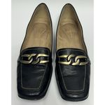 Liz Claiborne Vintage Slip On Loafer Classic Black Gold Chain Y2K Old Money Academia Square 8 Photo 1