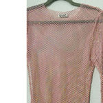 Free People NEW  Women's Pink Filter Finish Long Sleeve Metallic Mesh Size Small Photo 10