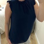 J.Crew  Sleeveless Navy Ruffle Neck Blouse Photo 2
