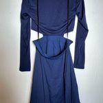 NBD  Kaia Beaded Studded Cutout Navy Blue Long Sleeve V-Neck Dress Size Small Photo 5