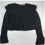 ZARA Pointelle Black ruffles top Photo 2