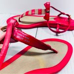 Cole Haan Red Natural Bow Stripe T Strap Sandals Size 7B Photo 7