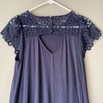 Loft sz M lace sleeve shift navy mini dress Photo 6