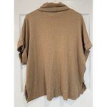 ZARA  Basic Tan Ribbed‎ Knit Cowl Neck Short Sleeve Poncho Top Photo 3