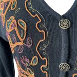 Vintage Carole Little Long Sweater Dress Size MP Black Embroidered Knit Floral Photo 6