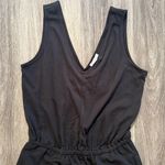 Daily Ritual Black Jumpsuit Double V neck Cropped Wide Leg Pima Cotton Size M Photo 2
