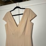 Amsale Viola Crepe Bridesmaid NWT Dress Tan Size 14 Photo 3