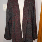 Free People  windowpane open front gray red cardigan oversized size‎ XS/S Photo 0