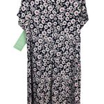 NWT MSK Women Navy 70s Style Floral Dress Size 1X – White & Pink Flower Print Blue Photo 4