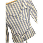 ZARA Off Wide Shoulder Striped Wrap Belted Waist Cotton Top Blouse Blue White XS Photo 3