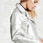 Forever 21 Silver Metallic Faux Leather Jacket Photo 7