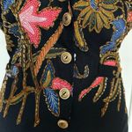 Vintage Floral Beaded Vest Size M Black Bohemian 90s Style theo Brand Size M Photo 6