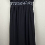 Lulus Black Maxi Dress Geometric Embellishment Back Bow Cutout V Neck Sleeveless Photo 0