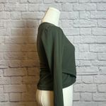 Athleta Long Sleeve Surplice Wrap Top Women's Small Petite Olive Green Photo 2