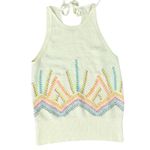 Anthropologie Cream Rainbow Cross Stitch Sunrise Embroidered Knit Tank Top Sz XS Photo 10
