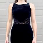 Harlow Vintage Black Velvet High Neck Sheer Panel Romantic Goth Gown Size 6 Photo 2