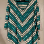 Signature Studio  Striped Shark Tooth Scoop Neck 3/4 Sleeve Top Size 2X Photo 0