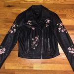 Akira Embroidered Floral Leather Jacket Photo 0