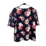 A Love Story Women's Navy Floral Short Sleeve Top Blouse Size S Blue Photo 1