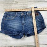 ZARA  Women Denim Shorts‎ Womens 6 Blue Distressed Studded Roll Hem Photo 6
