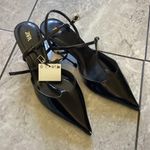 ZARA  Shoes Womens Size 37 EU Black Patent Slingback Kitten Pumps Photo 0