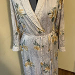 Vintage WinterSilks 100% Silk Floral Collared Robe / Kimono Yellow Size M Photo 0
