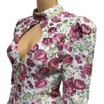 Asos Luxe Keyhole Cut Out Floral jacquard High Neck Long Sleeve Mini Dress Sz 6 Pink Photo 3