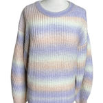 ZARA  Sweater Womens XL Rainbow Pastel Striped Knit Balloon Sleeves NEW Photo 0