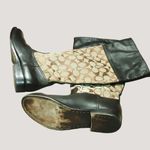 Coach  Tall Riding Boots Classic Genuine Leather Fabric Brown Khaki Beige Vintage Photo 9