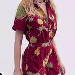 Free People Romper Womens XS Red Malibu Tropical Button Hawaiian Beach Travel Photo 14