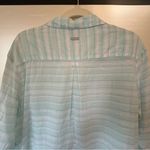 Columbia Teal and White Striped Shirt Photo 6