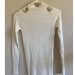 Jac Parker Ivory Cream Ribbed Cut Out Mock Neck Sweater Shirt Women Small/Medium Photo 0
