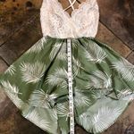 SheIn  Women’s Dress Romper White Lace Top Green Leaf Flowing Bottom Small (4) Photo 6