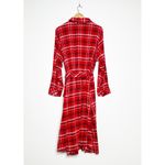 Talbots  NWT Red Plaid Long Sleeve A-Line Belted Midi Shirt Dress Size 18W Photo 2