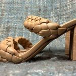 Braided Double Straps Square Open Toe Heeled Sandals in Nude Size 6 Photo 0