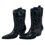 Mango  Leather Cowboy Ankle Boots with Embroidery Seams Black Size 39/ 8.5 Photo 7