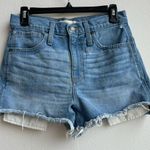 Madewell  The Perfect Jean Shorts High Rise Step Hem  Blue Solid Wash Size 26 Photo 1