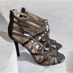Coach Pewter Silver Metallic Leather Cage Heels Size 9 Photo 0