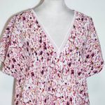  Short Sleeve Pink Print Blouse Size Medium DKNY White and Pink Top Photo 2