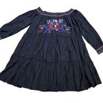 Free People  Size XSmall Embroidered Black Mini Dress/ Top Photo 2