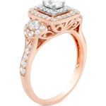 Zales 1 CT. T.W. Emerald-Cut Diamond Past Present Future Frame Engagement Ring in 14K Photo 1