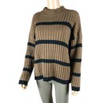 PaperMoon  Brown/Black Striped Cotton Mock-neck Sweater SMALL Photo 1