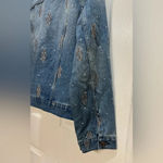 Sam Edelman Billie Oversized Trucker Jacket Med Rhinestone Embroidery Concert Photo 3