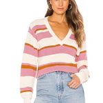 Paige Vneck Negin Pink & Gold Stripe Sweater Photo 0