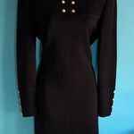 St. John Evening Basics Black Knit Dress Size M /8 with Silvertone Buttons Photo 0